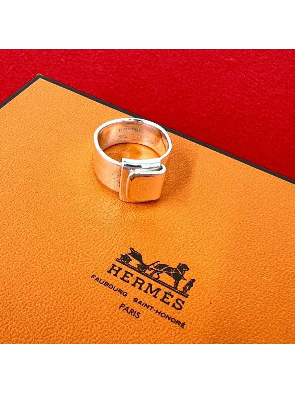 Hermes Vintage Folding Ring 925 Sterling Silver